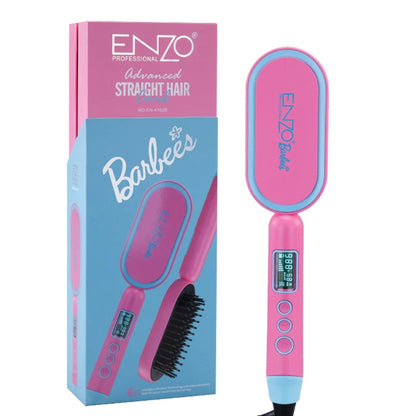 Brosse lissante chauffante ENZO ADVANCED STRAIGHT HAIR COMB Barbie Edition