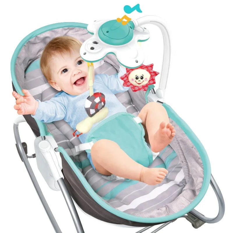 Lit de couchage pour bébé 3 en 1, chaise à bascule, balançoire secouante, jouet léger et musical pour nouveau-né