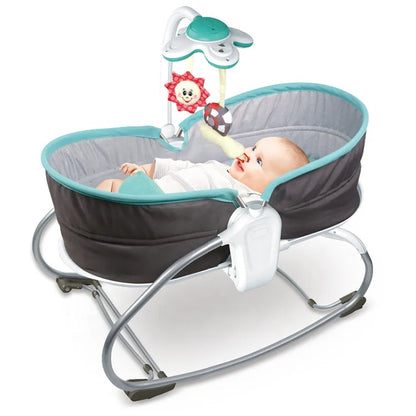 Lit de couchage pour bébé 3 en 1, chaise à bascule, balançoire secouante, jouet léger et musical pour nouveau-né