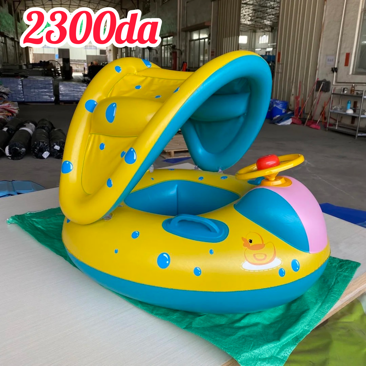 ‎عوامة رضيع قابلة للنفخ مع مظلة شمسية - قارب سباحة آمن للأطفال