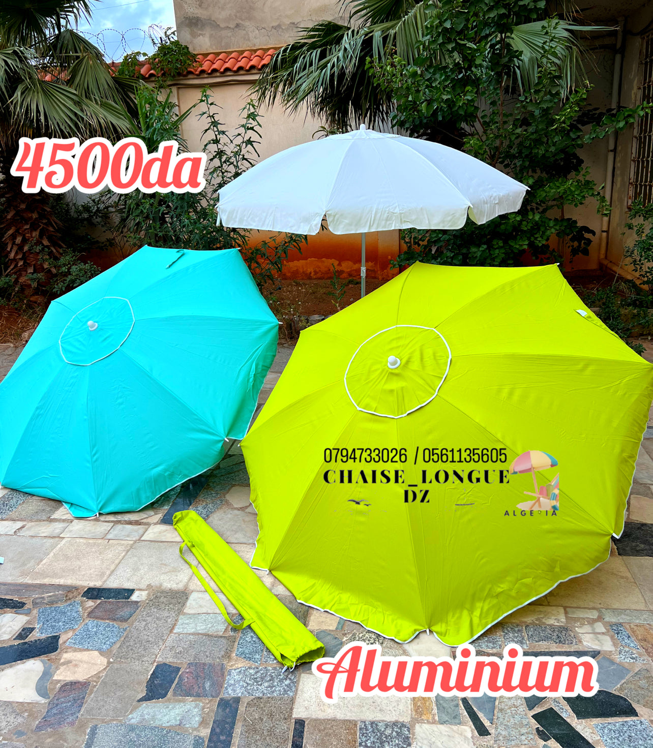 Parasol de plage en aluminium tres solide avec pochette
