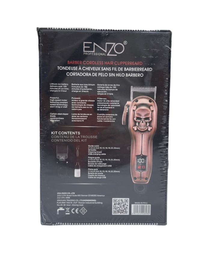 ENZO PROFESSIONAL Tondeuse A Cheveux Sans Fil - LCD - Avec Accessoires - EN 1413 - Bronze